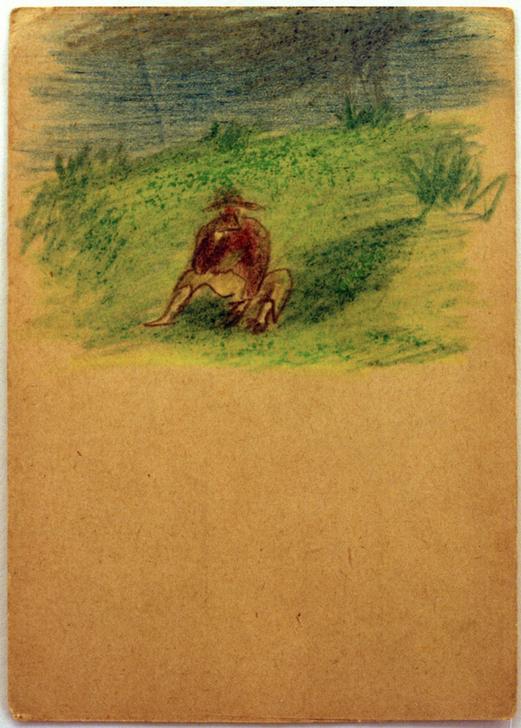 Ohne Titel (Auf Wiese sitzender Mann)  de László Moholy-Nagy
