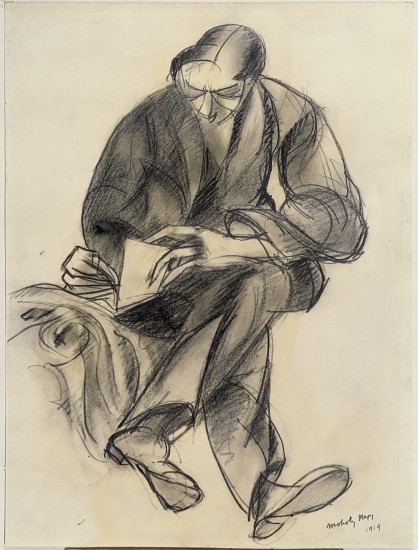 Seated figure reading de László Moholy-Nagy