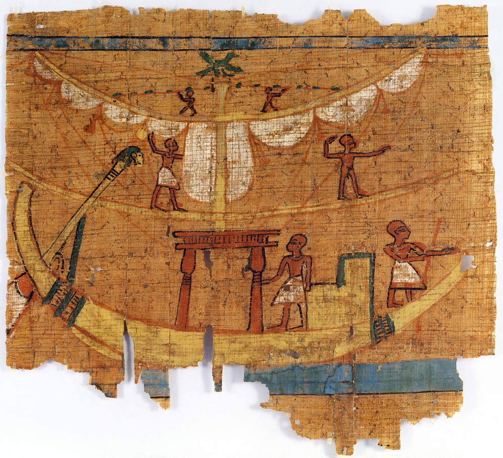 Embarkation on a river (papyrus) de Late Period Egyptian