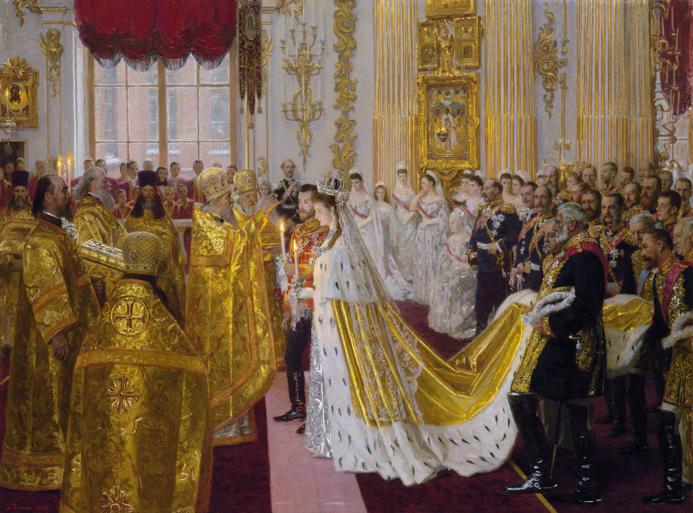 The wedding of Tsar Nicholas II and the Princess Alix of Hesse-Darmstadt on November 26, 1894 de Laurits Regner Tuxen