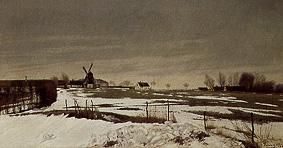 Late winter landscape with windmill de Lauritz Andersen Ring