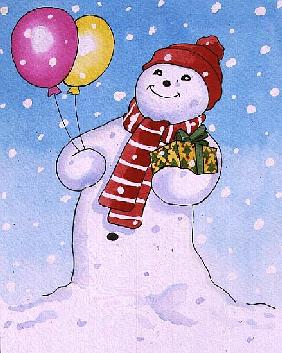 Muñeco de nieve con globos, 1996 (w/c) 
