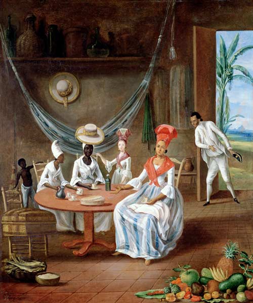 A Mulatto Woman with her White Daughter Visited by Negro Women in their House in Martinique de Le  Masurier