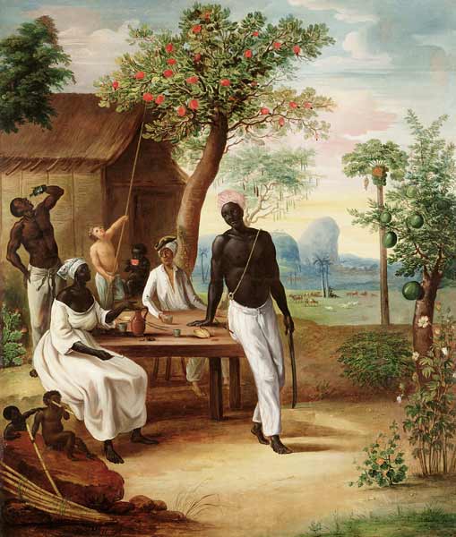 Black Slaves Seated Outside their House in Martinique de Le  Masurier