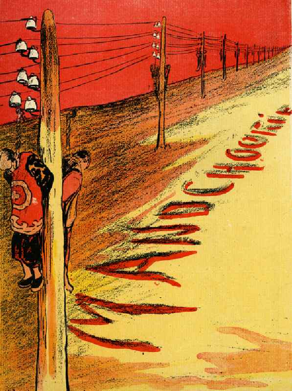 First Steps towards progress - Massacred Manchurian civilians hanging from telegraph poles, 1904 (li de Leal de Camara