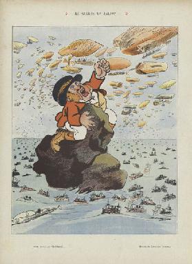 War balloons. Illustration for Le Rire (colour litho)