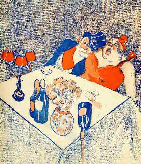 She and he, the last bomb - Emile Loubet and Marianne fall asleep at the Xmas table, 1905. (litho)