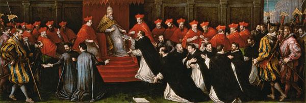 Papa Honorio III acordando la orden de San Domínico en 1216