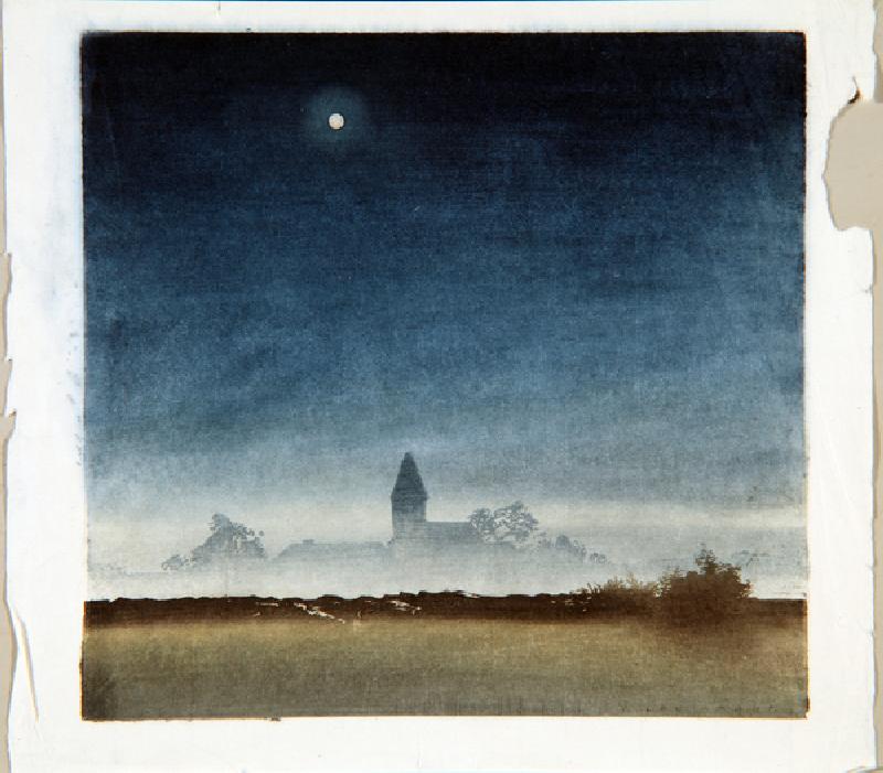 Moonlit Landscape, c.1920 (woodblock) de Leo Frank