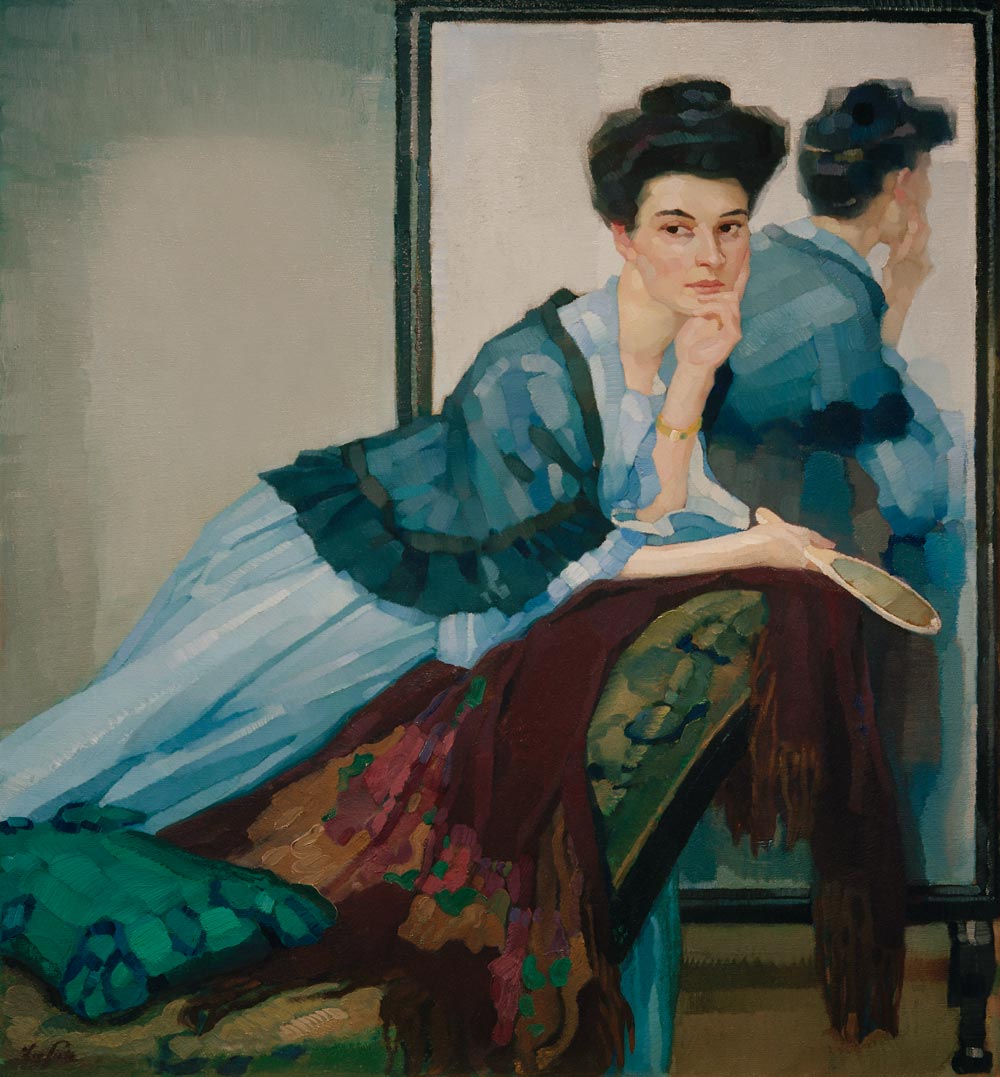 Dame in Blau, 1908. de Leo Putz
