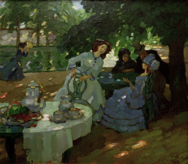 Fruehstueck im Freien, 1907. de Leo Putz
