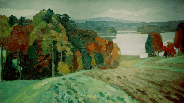 Landschaft mit See (Langbuergner de Leo Putz