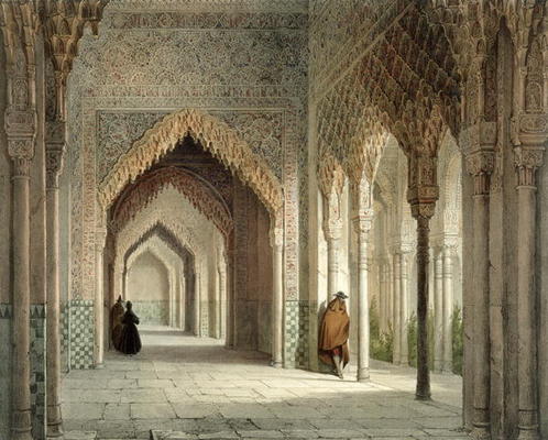 The Court Room of the Alhambra, Granada, 1853 (litho) de Leon Auguste Asselineau