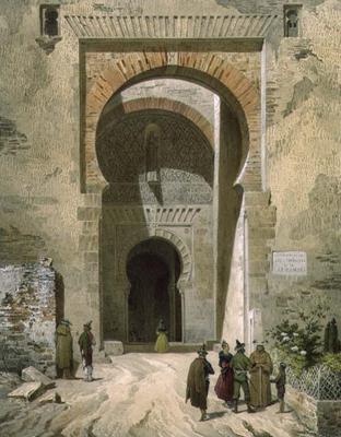 The Gate of Justice, entrance to the Alhambra, Granada, 1853 (litho) de Leon Auguste Asselineau