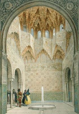 The Hall of the Abencerrages, the Alhambra, Granada, 1853 (coloured litho) de Leon Auguste Asselineau