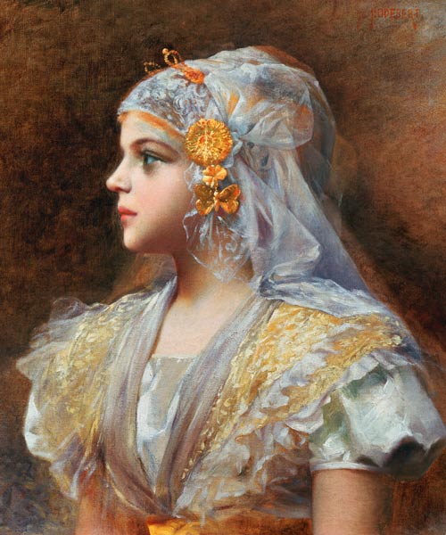 Portrait of a Girl de Leon Auguste Cesar Hodebert