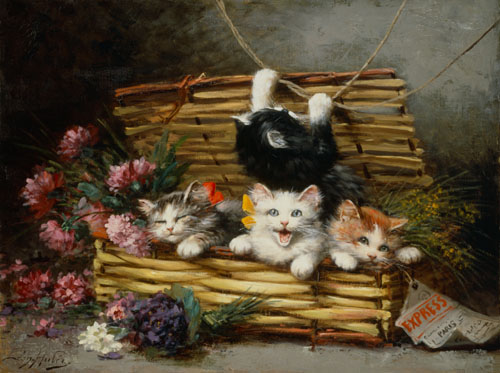 A basket full of cats de Léon Charles Huber