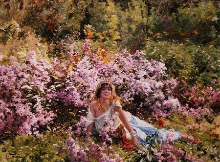 Algerian beauty in a lilac field de Leon Louis Tanzi