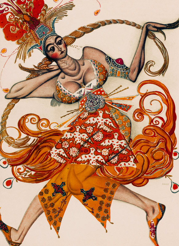 Costume design for the ballet The Firebird (L'oiseau de feu) by I. Stravinsky de Leon Nikolajewitsch Bakst