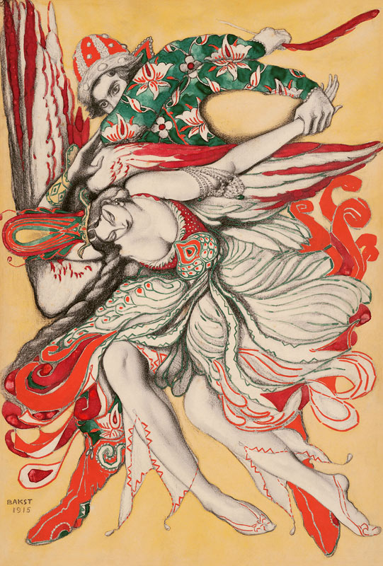Poster design for the ballet "The Firebird" ("L'Oiseau de feu") by I. Stravinsky de Leon Nikolajewitsch Bakst