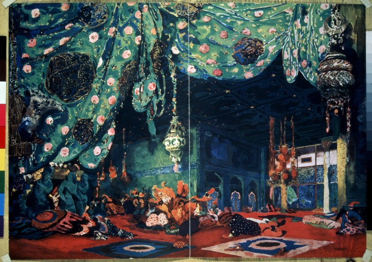 Stage design for the ballet Sheherazade by N. Rimsky-Korsakov de Leon Nikolajewitsch Bakst