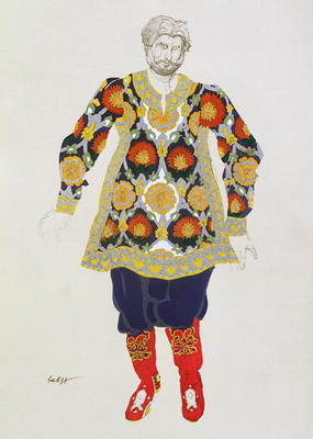 Costume design for a man, from Sadko, 1917 (colour litho) de Leon Nikolajewitsch Bakst