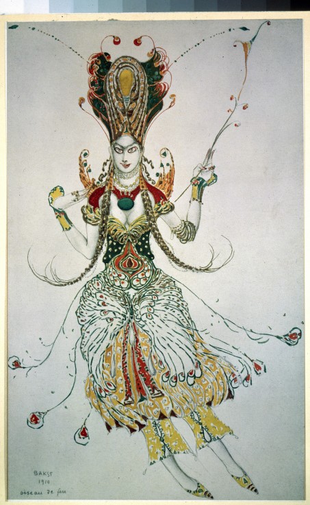 Firebird. Costume design for the ballet The Firebird (L'oiseau de feu) by I. Stravinsky de Leon Nikolajewitsch Bakst