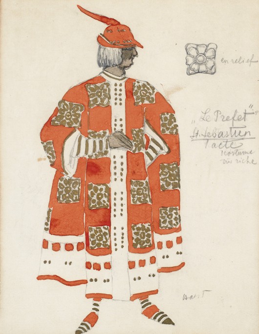 Costume design for the play "The Martyrdom of St. Sebastian" by Gabriele D'Annuzio de Leon Nikolajewitsch Bakst