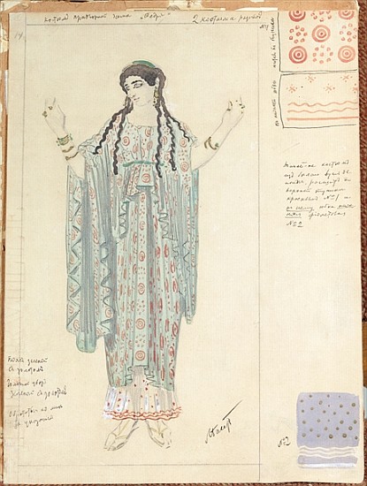 Lady-in-waiting, costume design for ''Hippolytus'' Euripides de Leon Nikolajewitsch Bakst