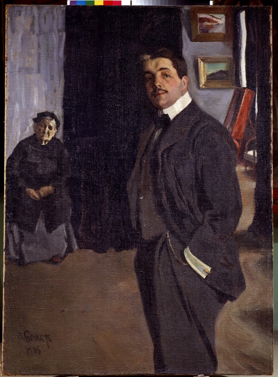 Portrait of Sergei Dyagilev (1872-1929) with his nurse de Leon Nikolajewitsch Bakst