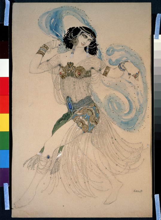 Dance of the seven veils. Costume design for the play Salome by O. Wilde de Leon Nikolajewitsch Bakst