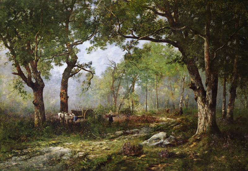 The Forest of Fontainebleau, 1890 (oil on panel) de Léon Richet