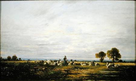 Shepherdess watching her Flock de Leon-Victor Dupre