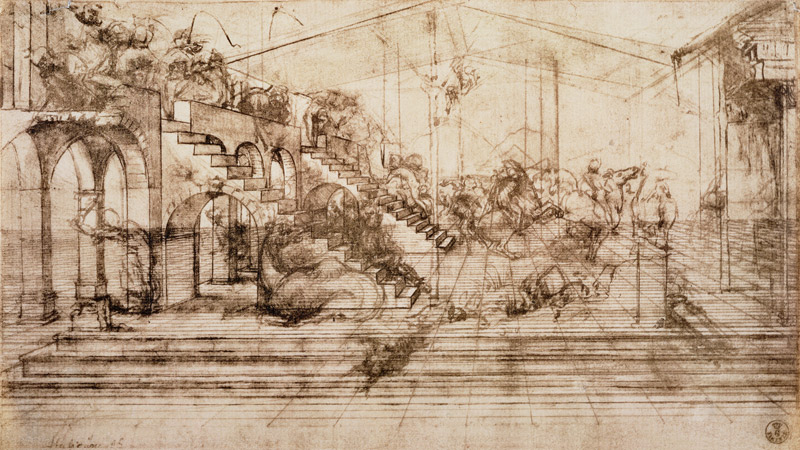 Background perspective sketch for The Adoration of the Magi de Leonardo da Vinci