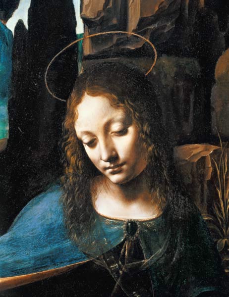 Detail of the Head of the Virgin, from The Virgin of the Rocks (The Virgin with the Infant Saint Joh de Leonardo da Vinci