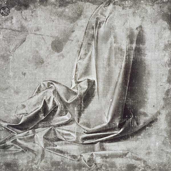 Drapery study for a kneeling figure in Profil Perdu to the right de Leonardo da Vinci