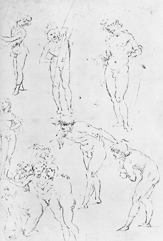 Figural Studies for the Adoration of the Magi, c.1481 (pen and ink on paper) de Leonardo da Vinci