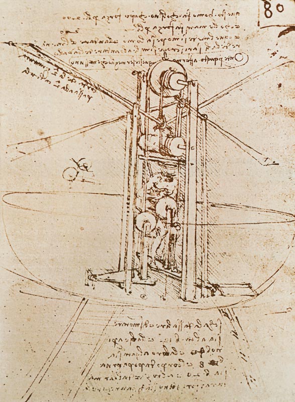 Flying Machine with Pilot de Leonardo da Vinci