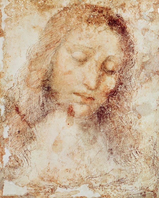 Head of Christ (pencil and wash) de Leonardo da Vinci