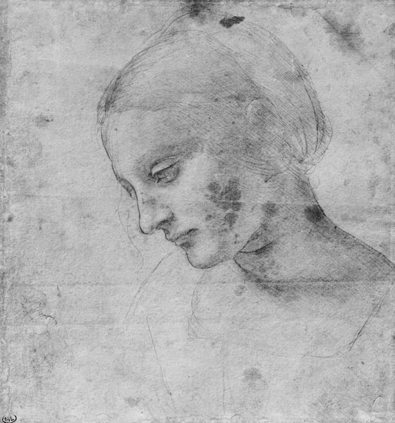 Head of a Young Woman or Head of the Virgin de Leonardo da Vinci