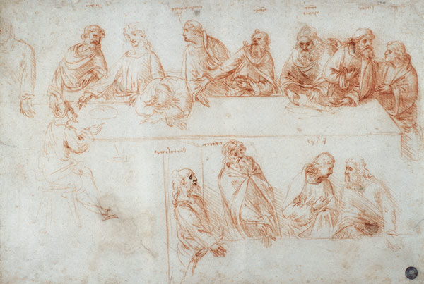 Dibujo preparatorio para la Última Cena - Leonardo da Vinci de Leonardo da Vinci