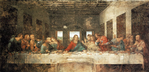 La última cena (antes de ser restaurado) de Leonardo da Vinci