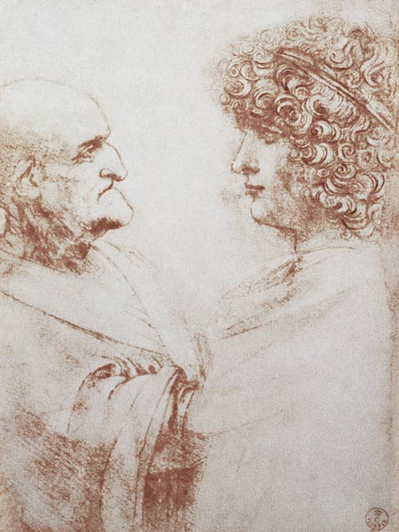Two Heads in Profile de Leonardo da Vinci