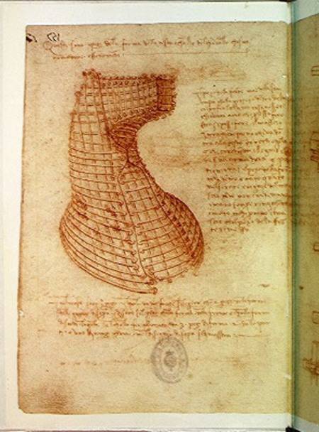 Codex Madrid 1/57-R Study for a sculpture of a horse (pen & brown ink on paper) de Leonardo da Vinci
