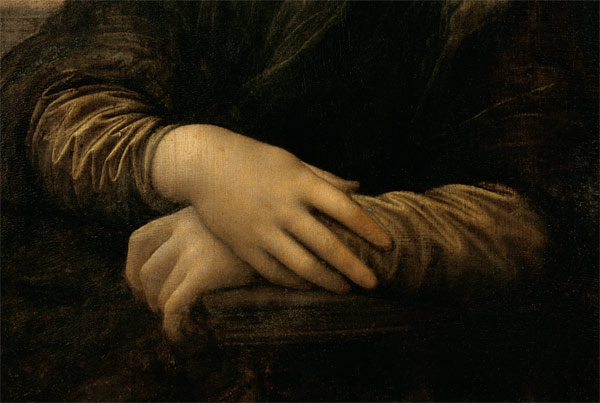Mona Lisa, detail of her hands de Leonardo da Vinci