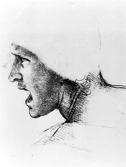 Study for the head of a soldier in ''The Battle of Anghiari'', c.1504-05 de Leonardo da Vinci