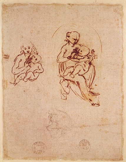 Study for the Virgin and Child, c.1478-1480 (ink and pencil on paper) de Leonardo da Vinci