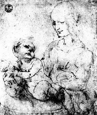 Study of a Madonna and Child (pen & ink) de Leonardo da Vinci