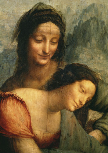 The Virgin and Child with St. Anne, detail of the Virgin and St. Anne de Leonardo da Vinci