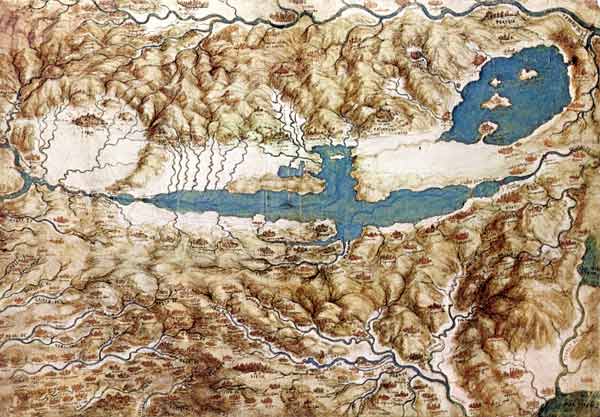 Topographic View of the Countryside around the Plain of Arezzo and the Val di Chiana de Leonardo da Vinci